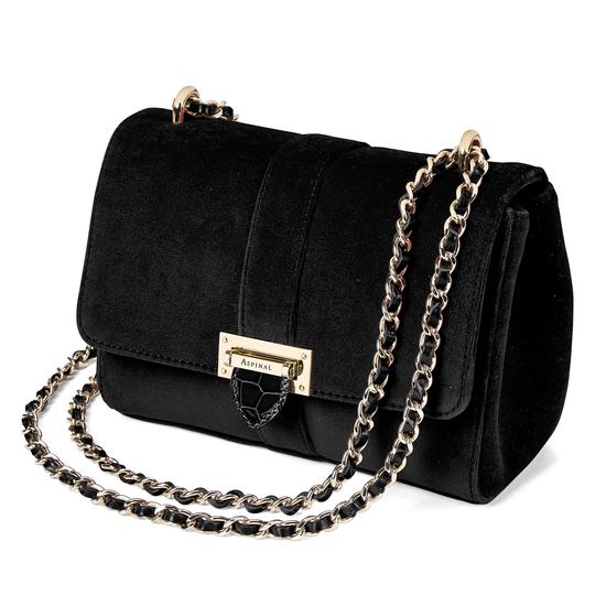 Small Lottie Bag in Black Velvet from Aspinal of London