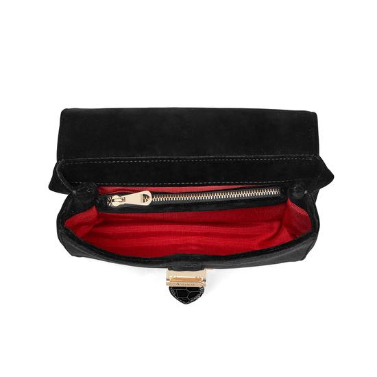 Small Lottie Bag in Black Velvet from Aspinal of London