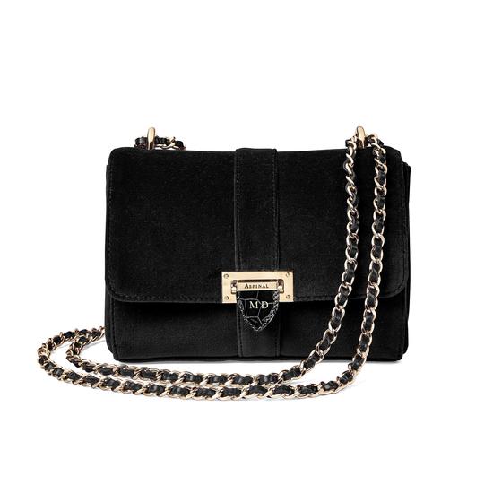 Small Lottie Bag in Black Velvet from Aspinal of London