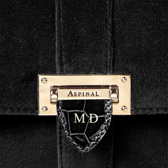 Small Lottie Bag in Black Velvet from Aspinal of London