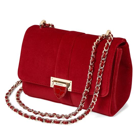 Small Lottie Bag in Scarlet Velvet from Aspinal of London
