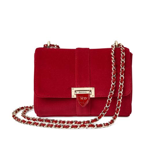 Small Lottie Bag in Scarlet Velvet from Aspinal of London