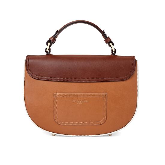 Letterbox Saddle Bag in Smooth Natural Tan, Redwood & Ivory from Aspinal of London