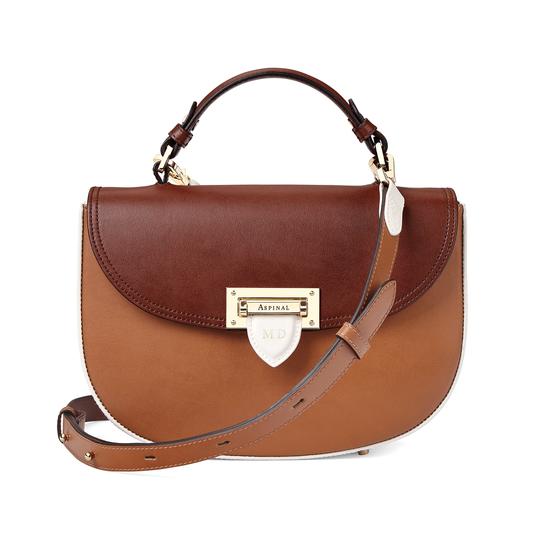 Letterbox Saddle Bag in Smooth Natural Tan, Redwood & Ivory from Aspinal of London