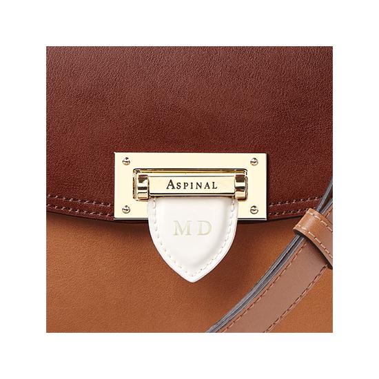 Letterbox Saddle Bag in Smooth Natural Tan, Redwood & Ivory from Aspinal of London