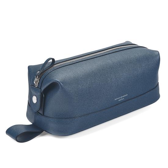 Men's Leather Wash Bag in Teal Saffiano from Aspinal of London