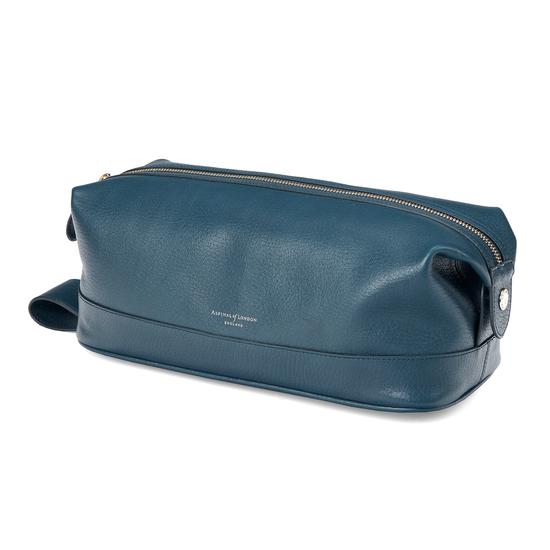 Men's Leather Wash Bag in Peacock Pebble from Aspinal of London