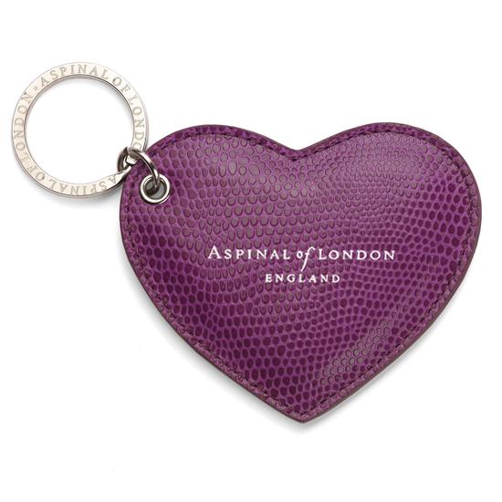 Heart Keyring in Purple Lizard from Aspinal of London