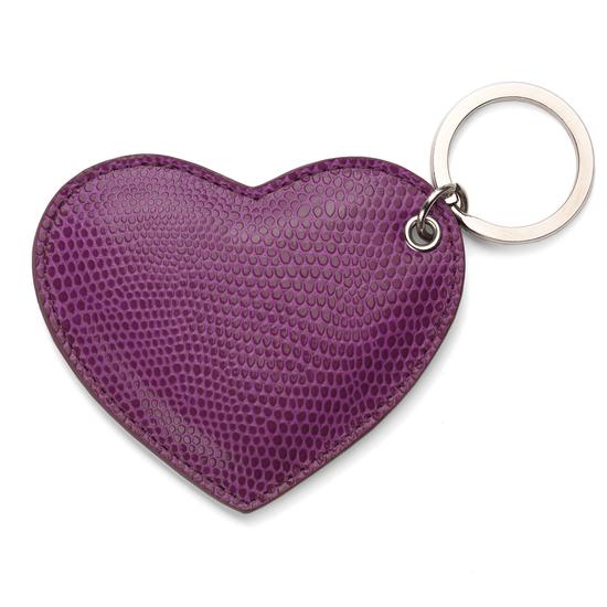 Heart Keyring in Purple Lizard from Aspinal of London