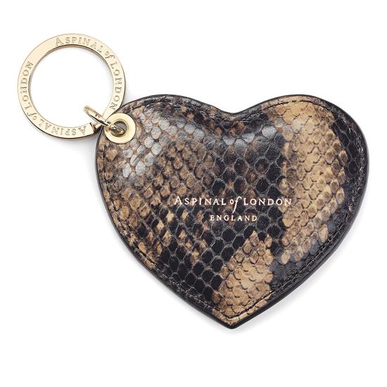 Heart Keyring in Tan Snake Print from Aspinal of London