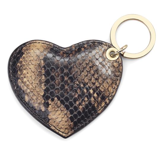 Heart Keyring in Tan Snake Print from Aspinal of London