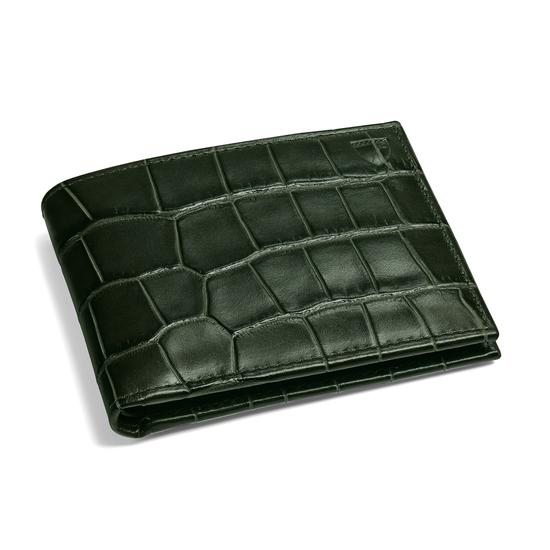 Billfold Wallet in Deep Shine Forest Green Croc from Aspinal of London