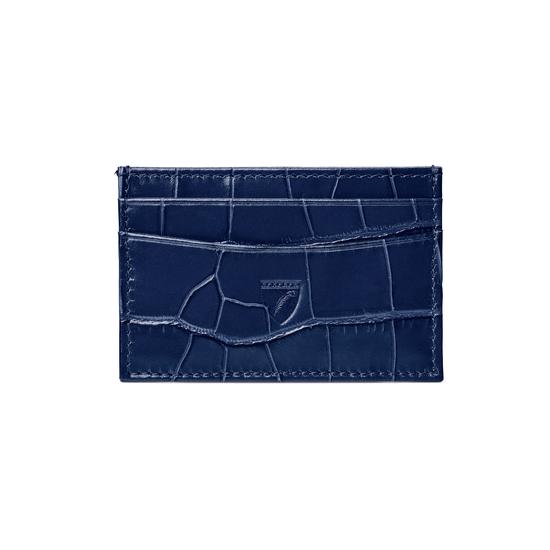 Slim Credit Card Case in Navy Croc from Aspinal of London