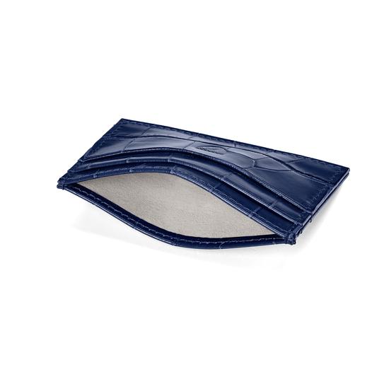 Slim Credit Card Case in Navy Croc from Aspinal of London