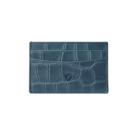 Slim Credit Card Case in Teal Nubuck Croc from Aspinal of London