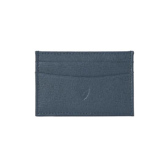 Slim Credit Card Case in Teal Saffiano & Black Suede from Aspinal of London