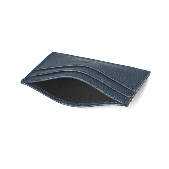 Slim Credit Card Case in Teal Saffiano & Black Suede from Aspinal of London