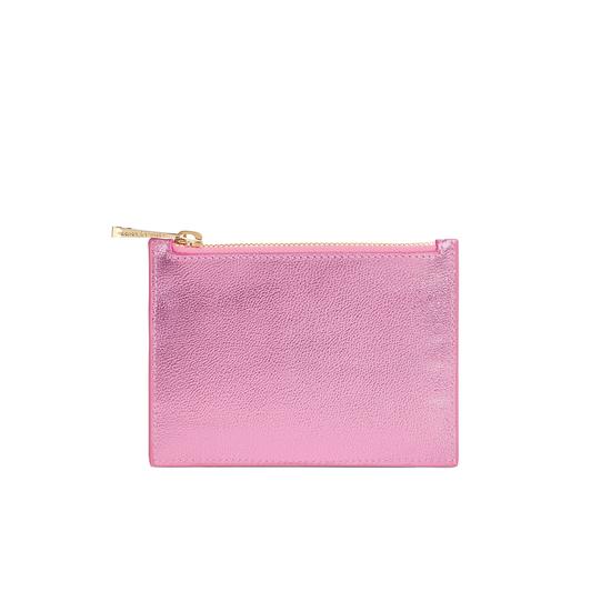 Small Essential Flat Pouch in Flamingo Metallic from Aspinal of London