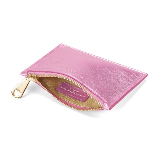 Small Essential Flat Pouch in Flamingo Metallic from Aspinal of London