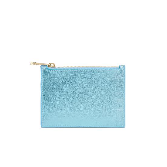 Small Essential Flat Pouch in Misty Blue Metallic from Aspinal of London