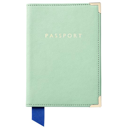 Passport Cover in Peppermint Kaviar from Aspinal of London