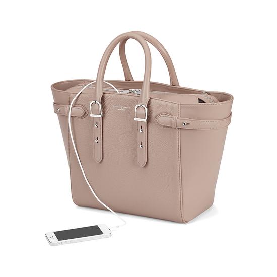 Midi Marylebone Tech Tote in Soft Taupe Pebble from Aspinal of London