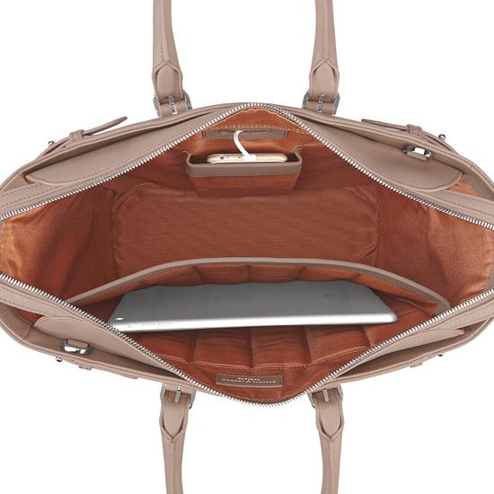 Midi Marylebone Tech Tote in Soft Taupe Pebble from Aspinal of London
