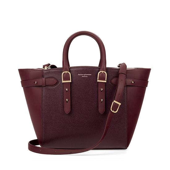 Midi Marylebone Tech Tote in Burgundy Saffiano from Aspinal of London