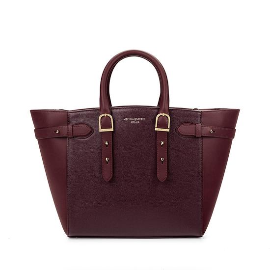 Midi Marylebone Tech Tote in Burgundy Saffiano from Aspinal of London
