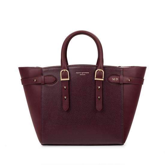 Midi Marylebone Tech Tote in Burgundy Saffiano from Aspinal of London