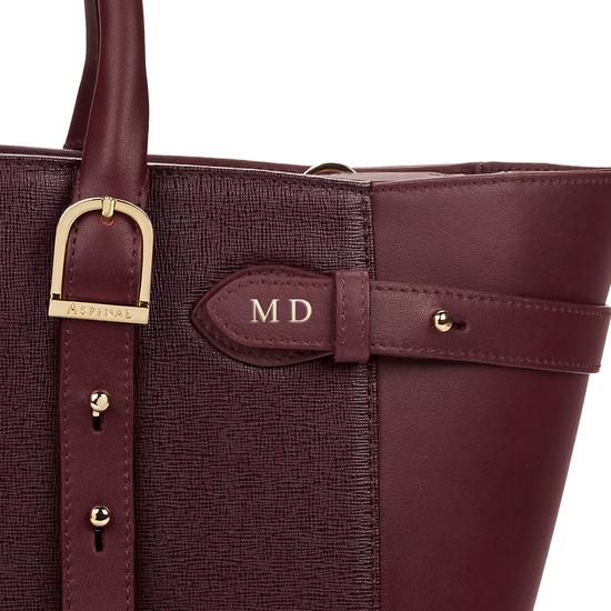 Midi Marylebone Tech Tote in Burgundy Saffiano from Aspinal of London
