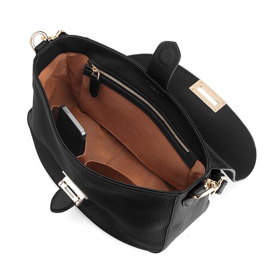 Slouchy Saddle Bag in Black Pebble from Aspinal of London