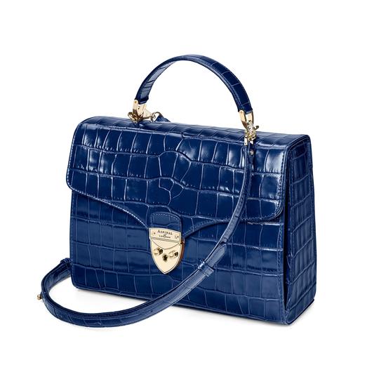 Mayfair Bag in Deep Shine Navy Croc from Aspinal of London