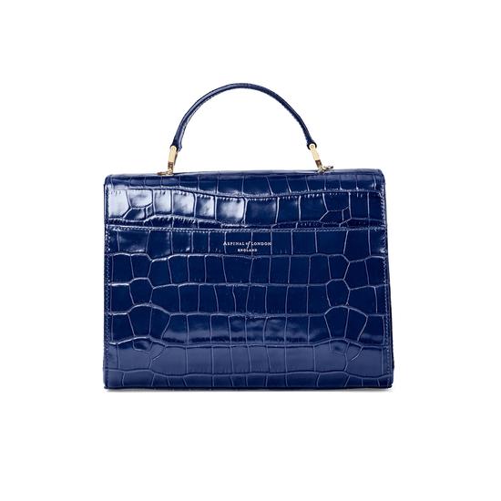 Mayfair Bag in Deep Shine Navy Croc from Aspinal of London