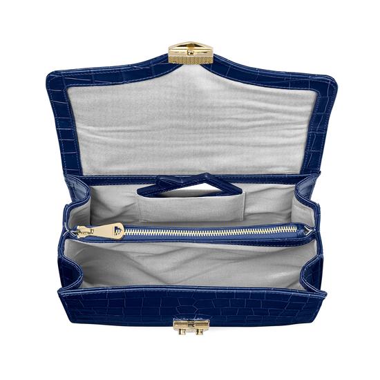 Mayfair Bag in Deep Shine Navy Croc from Aspinal of London