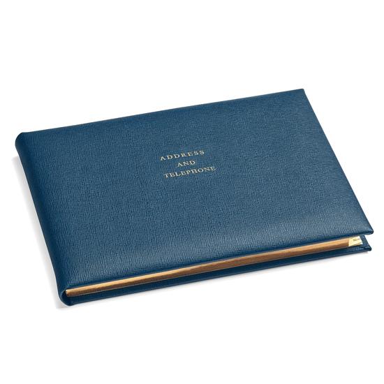 A5 Landscape Address Book in Teal Saffiano from Aspinal of London