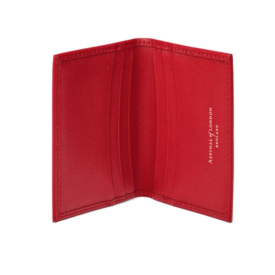 Double Fold Credit Card Case in Scarlet Saffiano from Aspinal of London