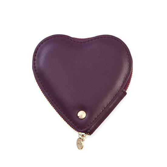 Heart Coin Purse in Grape Saffiano from Aspinal of London