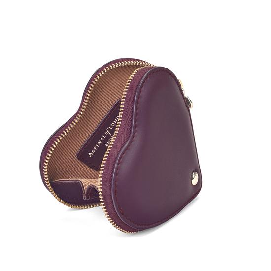 Heart Coin Purse in Grape Saffiano from Aspinal of London