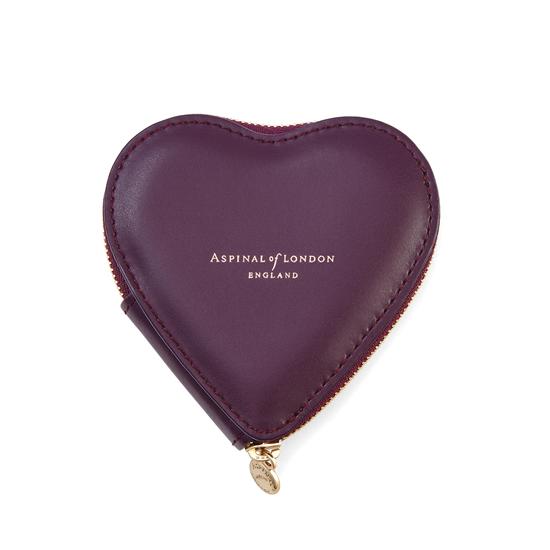 Heart Coin Purse in Grape Saffiano from Aspinal of London