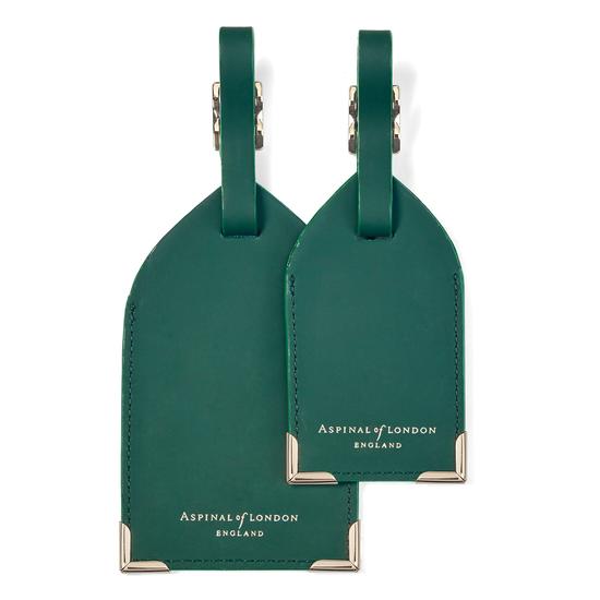 Set of 2 Luggage Tags in Smooth Green from Aspinal of London
