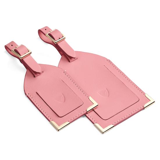 Set of 2 Luggage Tags in Smooth Dusky Pink from Aspinal of London