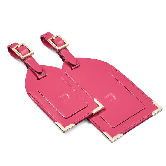 Set of 2 Luggage Tags in Camelia Pink Polish from Aspinal of London