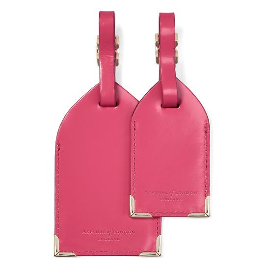 Set of 2 Luggage Tags in Camelia Pink Polish from Aspinal of London