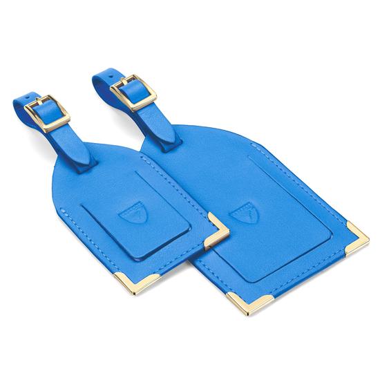 Set of 2 Luggage Tags in Smooth Forget Me Not from Aspinal of London