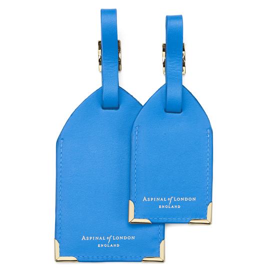 Set of 2 Luggage Tags in Smooth Forget Me Not from Aspinal of London