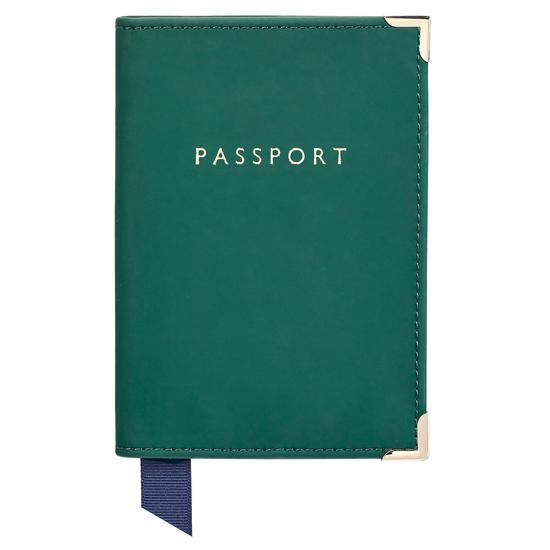 Passport Cover in Smooth Green from Aspinal of London
