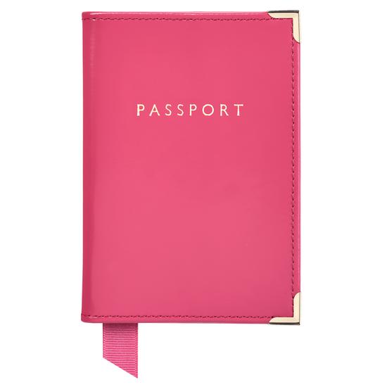 Passport Cover in Camelia Pink Polish from Aspinal of London