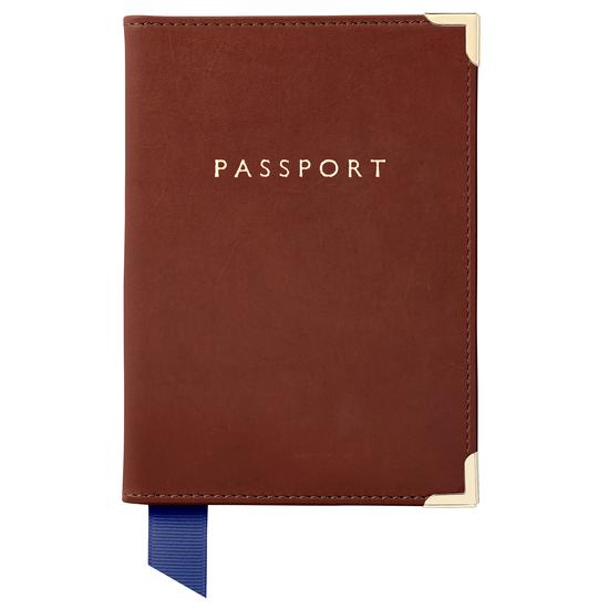 Passport Cover in Smooth Soft Redwood from Aspinal of London