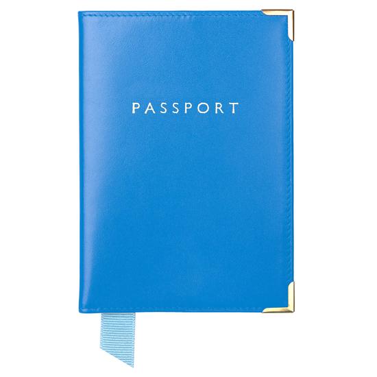 Passport Cover in Smooth Forget Me Not from Aspinal of London